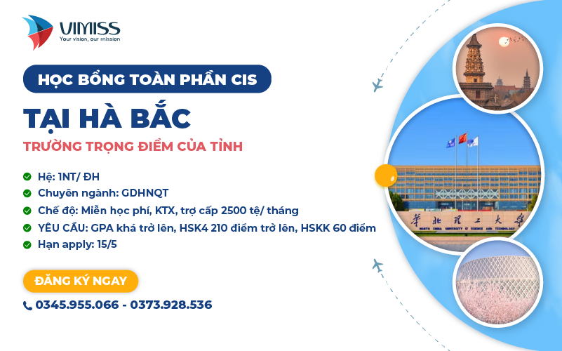 HỌC BỔNG TOÀN PHẦN CIS TẠI HÀ BẮC 2024