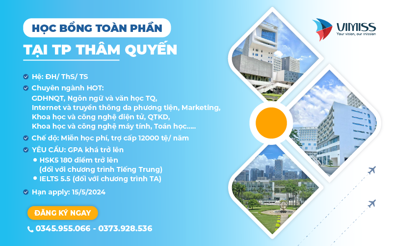 Học bổng toàn phần trường top tại Thâm Quyến 2024