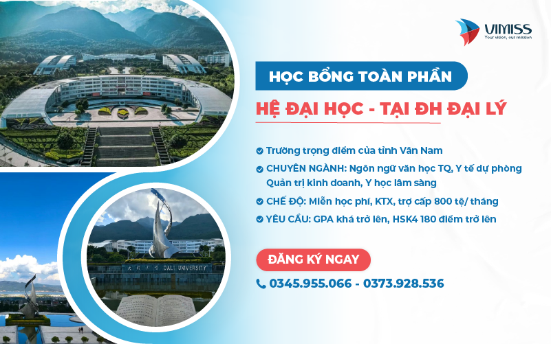 Học bổng toàn phần Đại học Đại Lý 2024