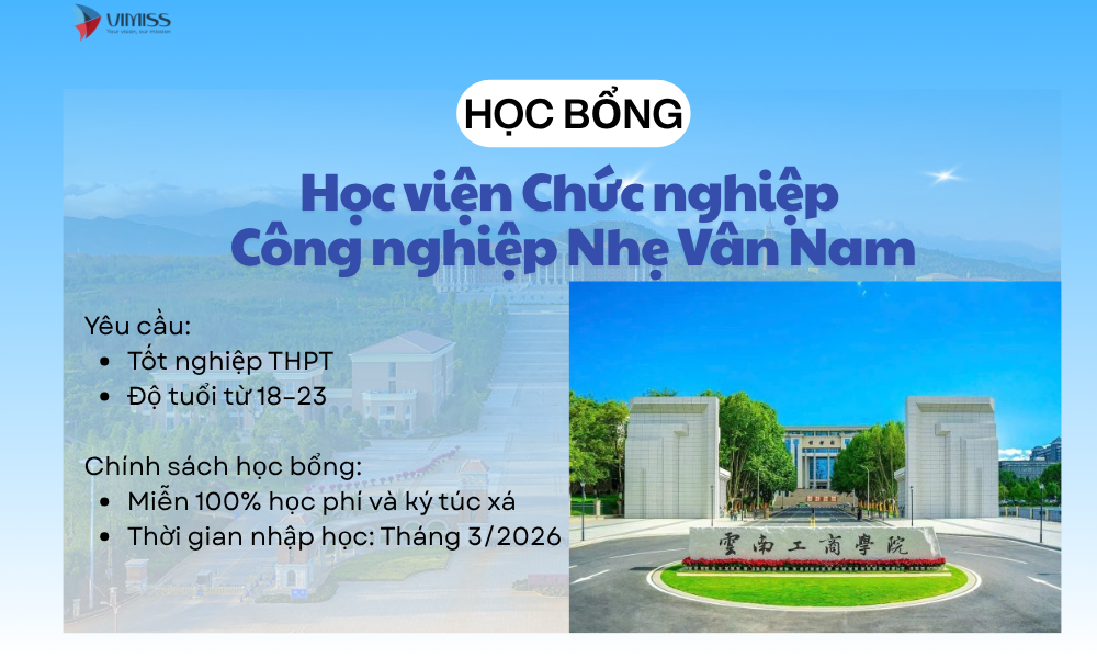 HỌC BỔNG 1 KỲ TIẾNG TẠI CÔN MINH, VÂN NAM – NHẬP HỌC THÁNG 3/2026